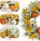 Fall Wreaths for Front Door, 22-24” Seasonal Wreath Decorations with Pumpkins/Berries(Flockingleave)4"D x 22"W x 22"H
